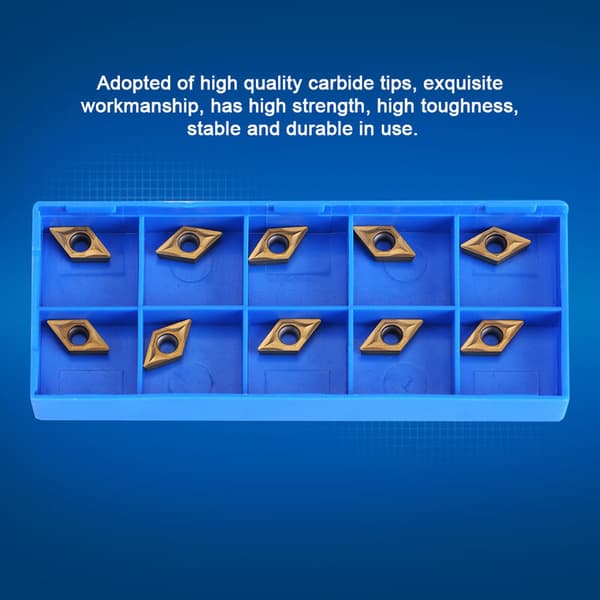 Lathe Inserts, 10 Pcs CNC Inserts, T-Audace Stainless Steel Lathe Tool with Box for Metal Cutting Lathe Tools