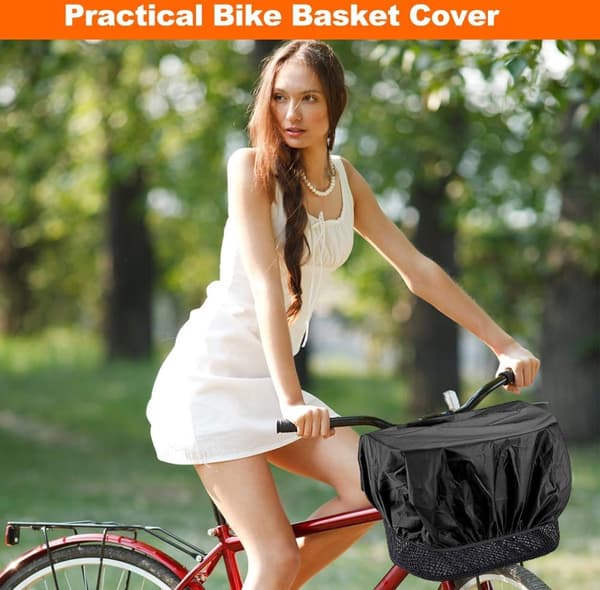 Rain Cover Compatible with Bicycle Basket, 2-pack. Waterproof Bicycle Basket Cover. Black Waterproof Rain Cover Compatible with Bicycle Baskets