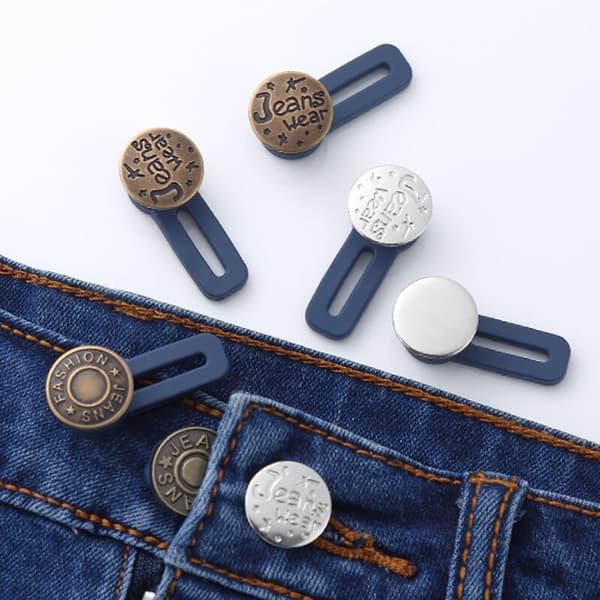10-pak jeansknapper i metal og silikone, elastiske jeansknapper, bukseknapforlænger, graviditetsjeans, bukser, nederdele
