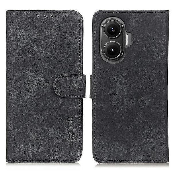Til Xiaomi Poco F7 5G Etui PU Læder Retro Tekstur Telefoncover (Sort)