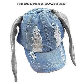 Denim Baseball Cap Denim Sun Hat Casual Fit Strapback Cap Denim Baseball Cap Women Rabbit Ears Hat Adjustable Beach Hat (Ear graffiti 3 five)