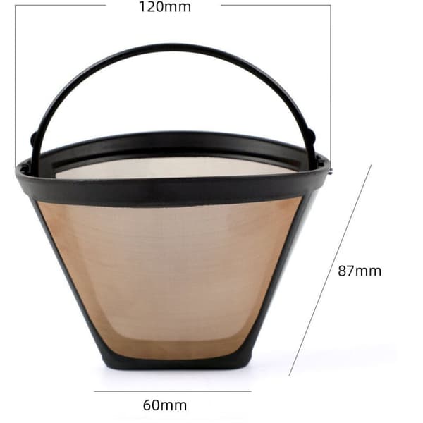 Kaffefilter i rustfritt stål 304, gull kaffenett, vann- og pulverseparasjonsutløp, teinfuser, kaffemaskinsfilter