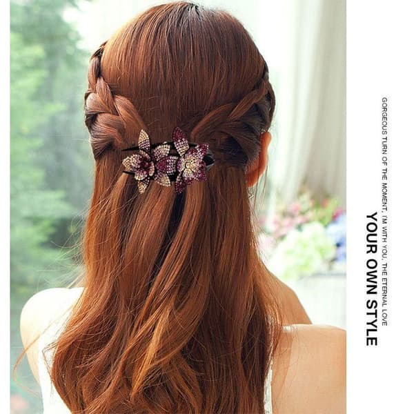 ##/Rhinestone Blomsterklemme - Violet, delikat design, hårklemme##/