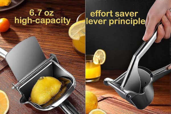 Citronpress i Rustfrit Stål - Hånddrevet Saftpress til Citroner, Appelsiner, Lime, Grapefrugt, Vandmelon m.m.