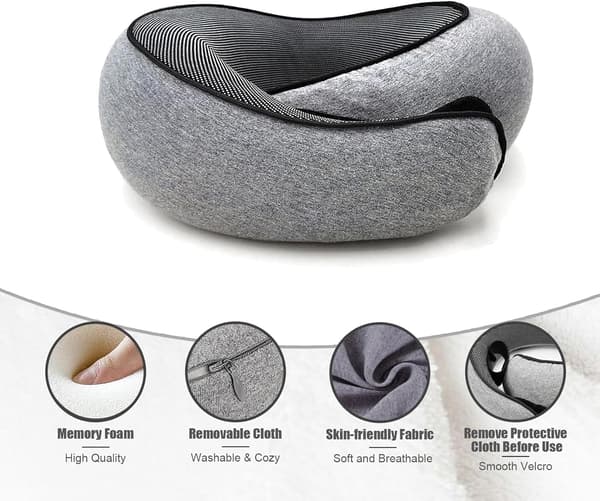Travel Pillow for Airplane, Memory Foam Neck Pillow with 360 Degree Support