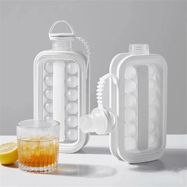 2-in-1 Ice Ball Cooling Ice Cube Maker for Chilling Drink Bottles Vit white