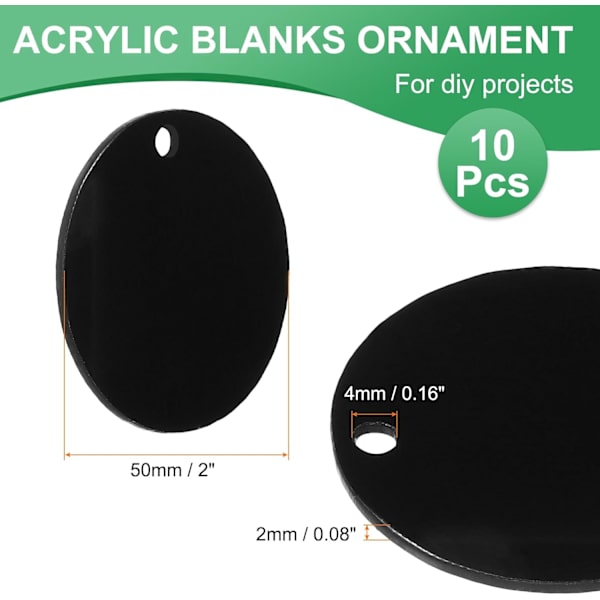Akryl Nøgleringsemner Klar Sort Sort 2 Tommer 2 Inch Black
