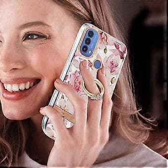 Blomster TPU-etui til Motorola Moto E20 / E30 / E40 (Pink Gardenia)