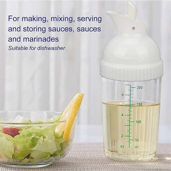 Salladsdressing Shaker Behållare Hemgjord Salladsdressing Flaska Mixer Mät Dressing Häll Mjukt Grepp 200ml