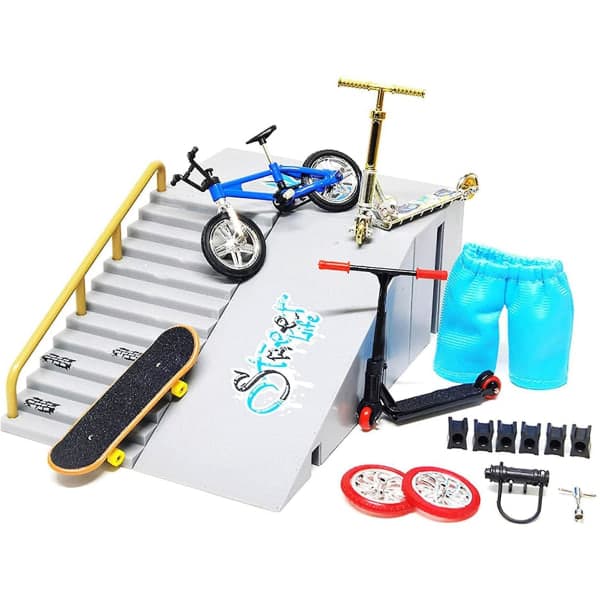 9-delad skatepark-set för fingerboard, mini finger skateboard och ramp