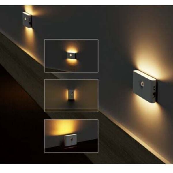 2-pack rörelsesensor LED-nattlampa, LED-garderobslampor, USB-laddningsbara induktionslampor, magnetisk LED-induktionslampa för sovrum, badrum, kök