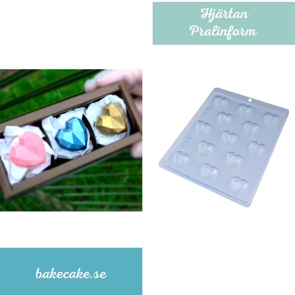 Pralinform Små Diamant Hjerte 13stk - Diamond Heart - BWB 9835 Transparent transparent