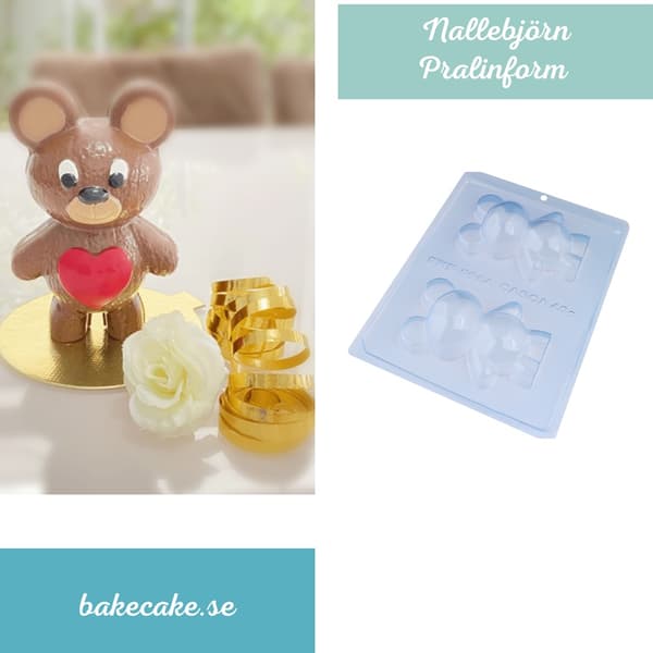 Pralinform Bamse Sjokoladeform - BWB 9984 - Spesiell 3-delt form Transparent transparent