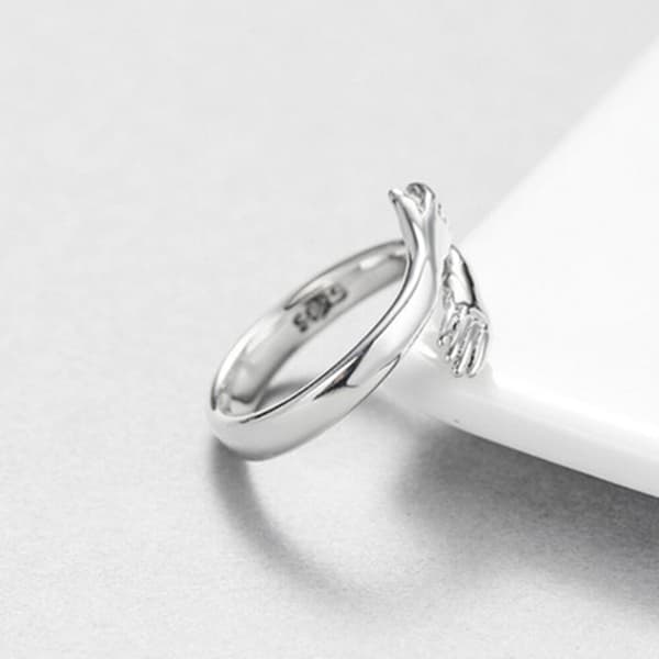 925 Sterling Silver Smycken Kärlek Kram Ring Retro Mode Tide FL Silver En Storlek -