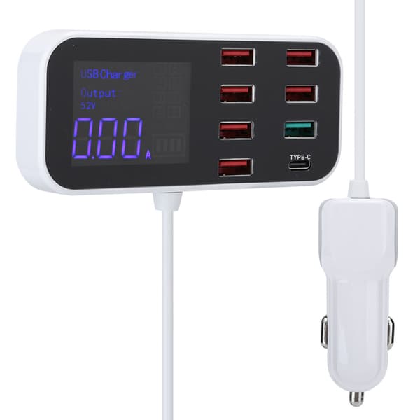 Digital Display 8-portars USB-laddningsstation för iOS/Android-enheter