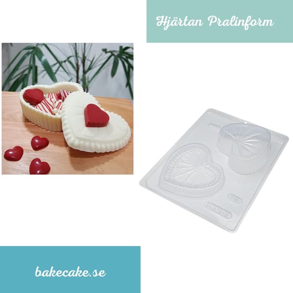 Pralinform Hjerte Sjokoladeform - BWB 43 - Spesiell 3-delt form Transparent transparent
