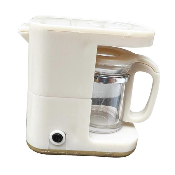4x1/12 Dockhus Köksapparat Barn Leksaker Presenter Beige Kaffebryggare