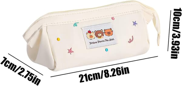 Adorable Pencil Case - Bear Pattern Pencil Case for School Supplies | Fabric with Zipper (FMY)