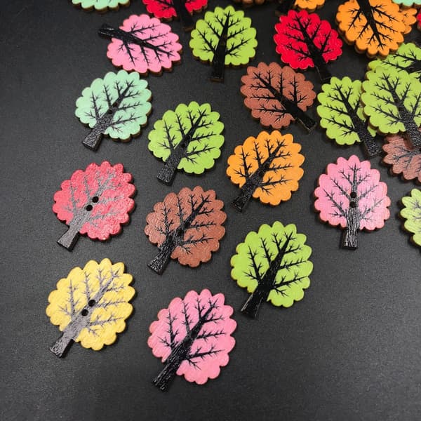 ##/50 stk farverige træ håndlavede DIY-knapper##/