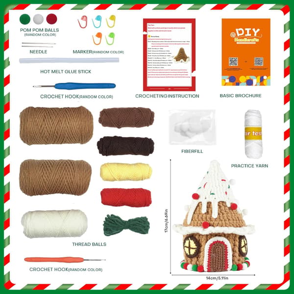 Hæklesæt til begyndere voksne DIY hæklesæt jul hæklegarn, hæklenål, fyld, trin-for-trin instruktion og video tutorial