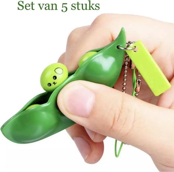 Sæt med 5 ærte-fidget-nøgleringe – pop den, klem den, antistresslegetøj