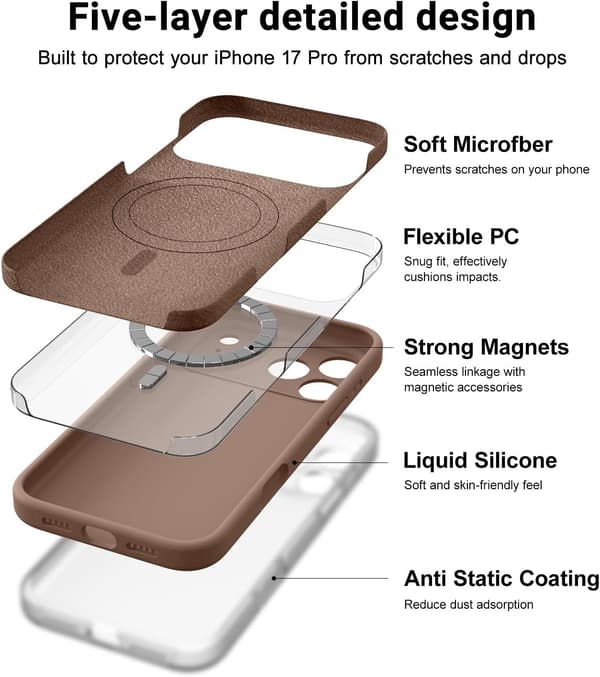 Slankt MagSafe-kompatibelt cover til iPhone 17 Pro Max | Blød silikone[JUN] iPhone 17 Pro Max lysebrun iPhone 17 Pro Max marron clair