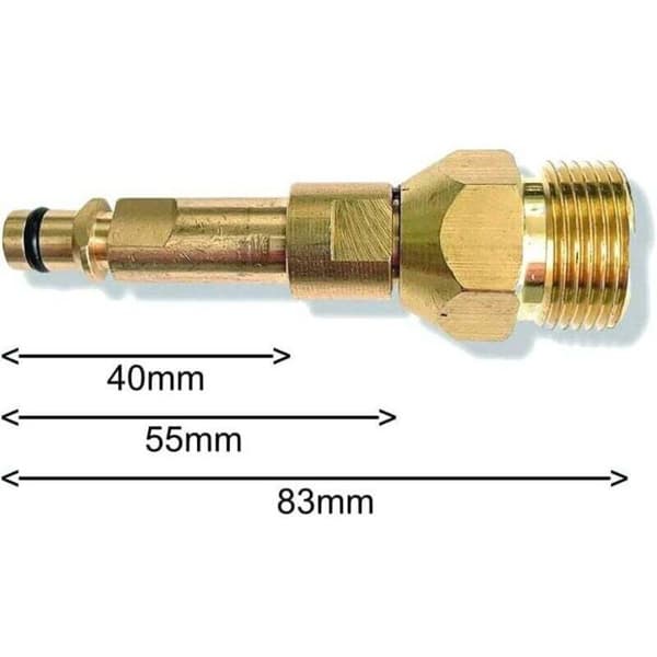 Højtryksadapter - LUSKYKA® - Quick-Click - Kompatibel med M22 x 1.5 indvendigt gevind - Til Kärcher K2 til K7 - Længde 8 cm