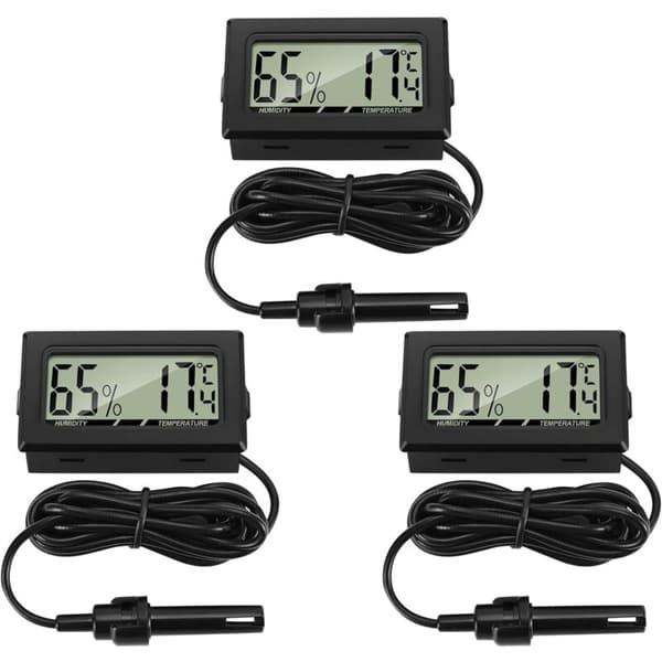 Digitalt termometer med ekstern hygrometer - 3 stk. - for reptilinkubator