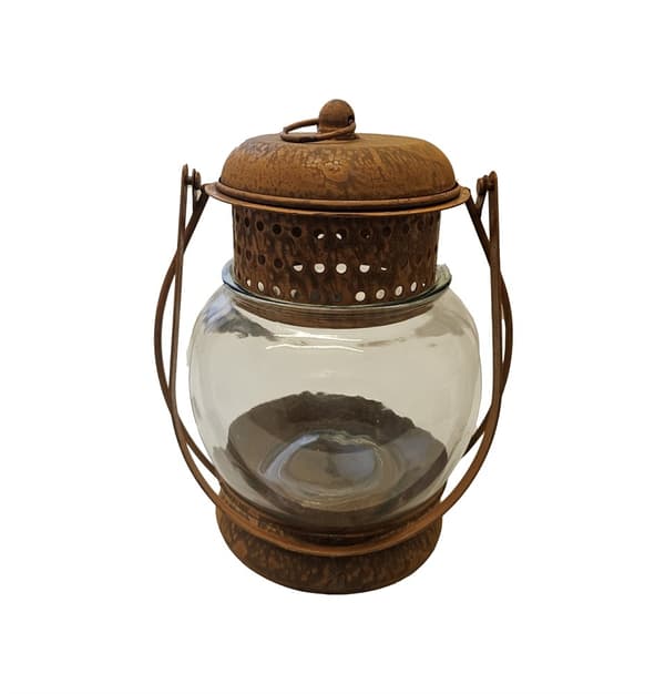 Lygte Stormlygte Glas/Metal Rust 26 cm Transparent transparent