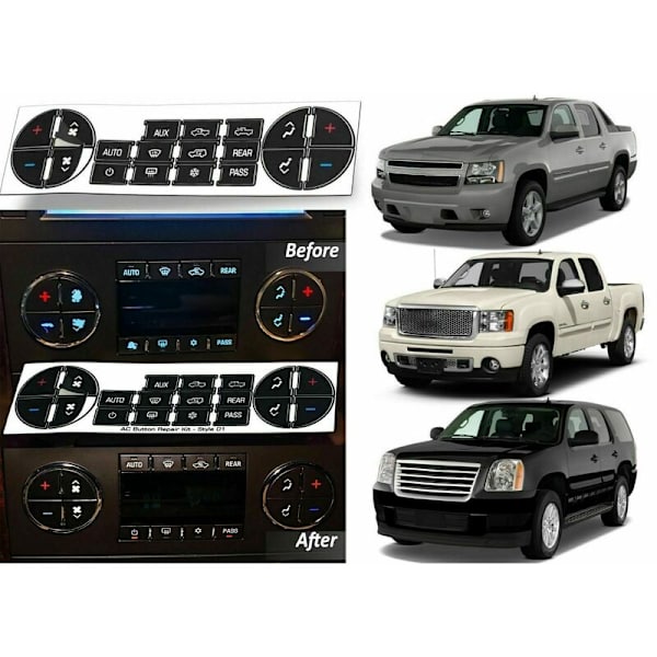 10 x AC Button Repair Decals for Dashboard, Replacement for Vehicle 07-13