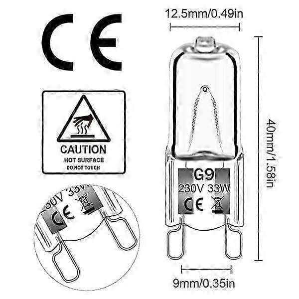 12-pack G9 halogen bulbs 33W 230V 2800K warm white 380lm clear capsule bulbs dimmable no flash no flicker White White