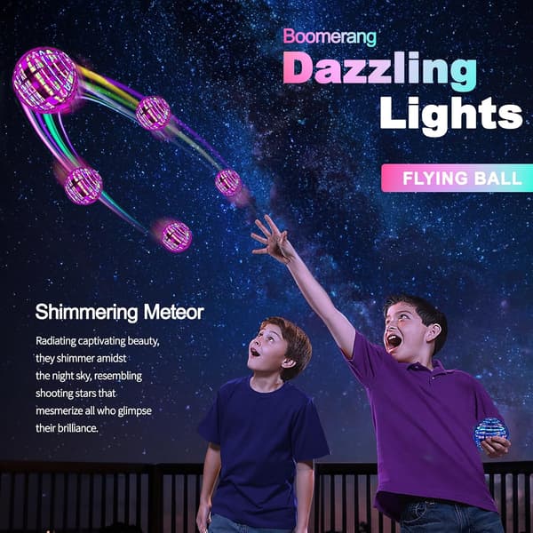 Flygende ball, Boomerang drone med fargerike lys (rosa)