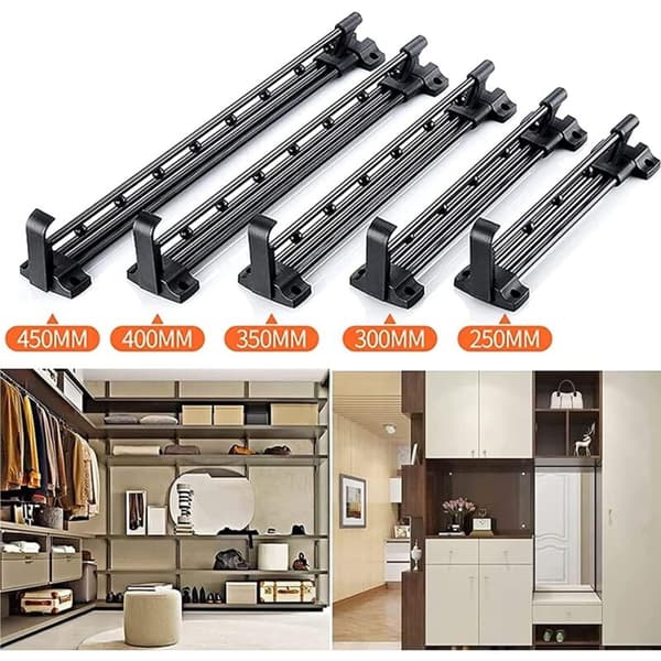 Heavy Duty Pull-Out Wardrobe Rod - Clothes Hanger Rod, Top Mounted to Save Wardrobe Space (Size: 40)