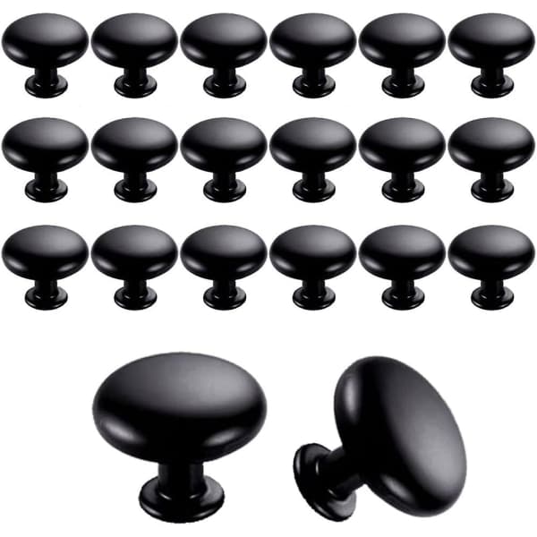 20 Sorte Vintage Skabsknopper 30mm til Køkkenskuffer [JUN]