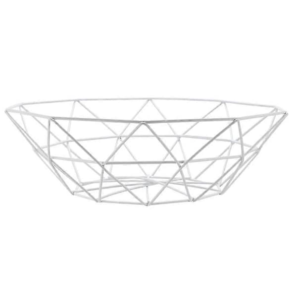 Iron Art Basket Snacks Food Basket Fruit Vegetable Storage Container Multifunctional Drain Basket Storage Tray For Home Kitchen (White Size S)