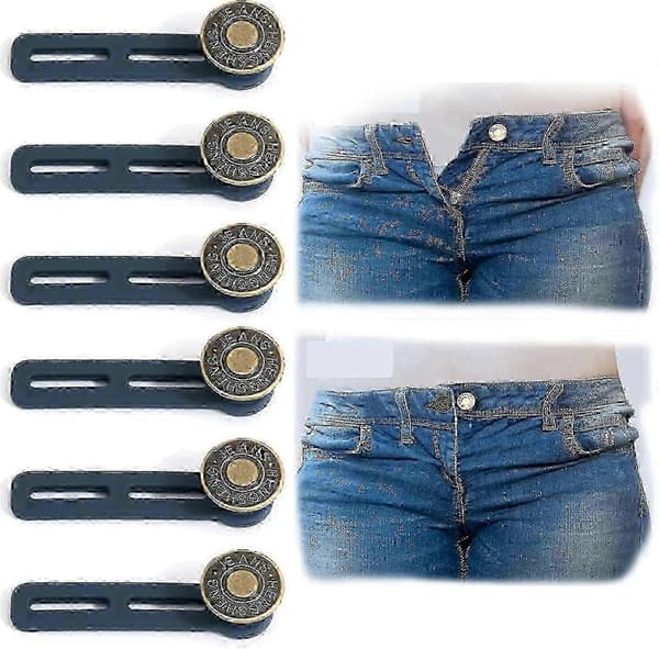 6 stk justerbare midjeforlengere for jeansbukser