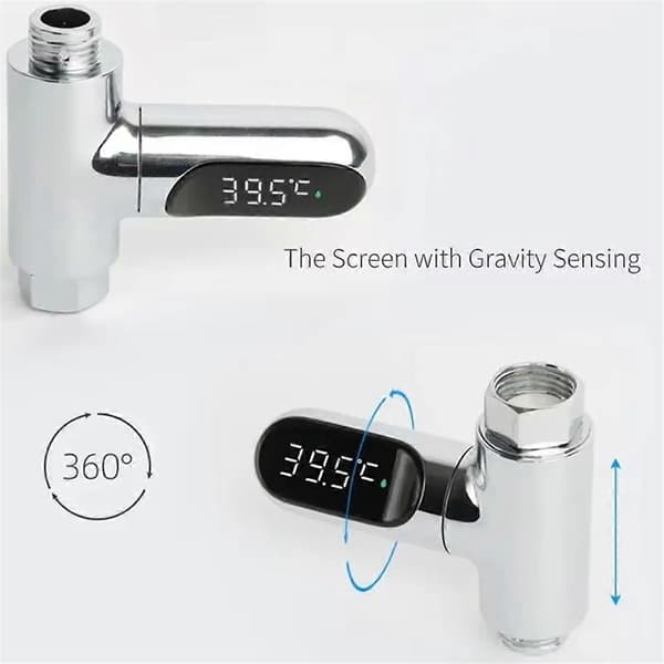 LED-display dusjtermometer for hjemmet, selvgenererende temperaturmåler, sølv Silver