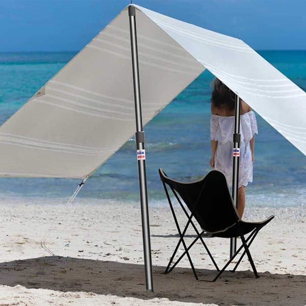 1 Piece Aluminum Tent Pole, Telescopic Awning Pole with Rubber Cap