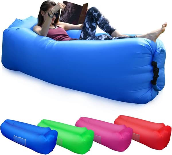 Vattentät luftsoffa med bekväma kuddar, bärbar uppblåsbar soffa, luftsoffa, för camping, semester, vandring, pool och strandfester, 2