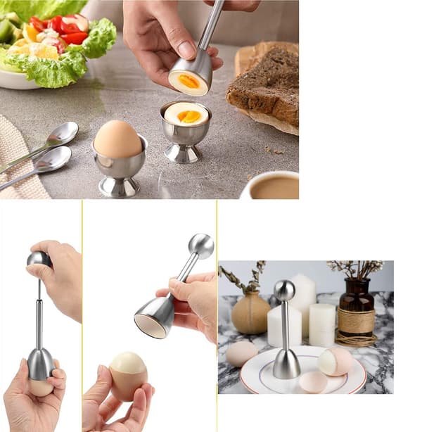 Eggknekker Topper Cutter for Mykkokte Egg Rustfritt Stål Skallfjerner Separator Kjøkkenverktøy