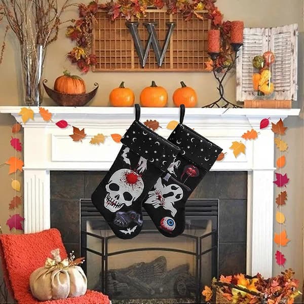 Halloween Decoration Stocking - Skull Motif - The Nightmare Before Christmas - Christmas Tree