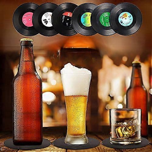 Coasters for Drinks, Funny, Absorbent, New 6-pack Vinyl Record Coasters, Effective Desktop Protection to Prevent