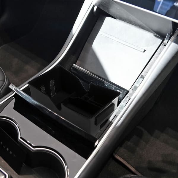 Bilsetekonsoll Organizer Brett for Tesla Model 3 2017-2019 Interiørtilbehør Oppbevaring Armleneboks Telefonholder Lomme Solbrilleholder Beholder