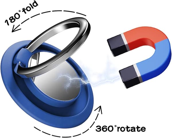 2 stk Mobiltelefon Ringholder Magnetisk Fingerring Stativ Bilmontering Tilgængelig 360 Justerbar Mobiltelefon Loop (Blå)