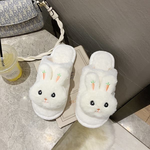 Bløde og fluffy plyshtøfler med dyredesign til kvinder og piger - Søde og fluffy indendørs-/udendørssåler til fødder 39-40