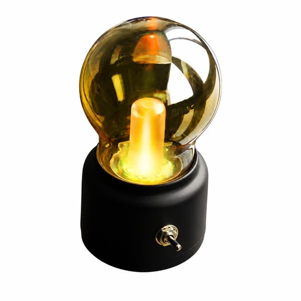 USB Rechargeable Night Light, Bulb-shaped, Continuous Light, Desk Lamp for Bedroom, Dorm, Black