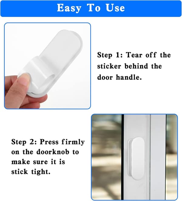 2 Balcony Window Handles without Drilling - White, Exterior Door Handle