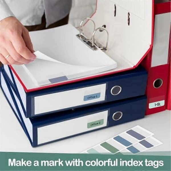 Colorful Self-Adhesive Index Tabs, Book Tabs, 4.5 x 2.8 cm, Writable Page Tabs, Transparent