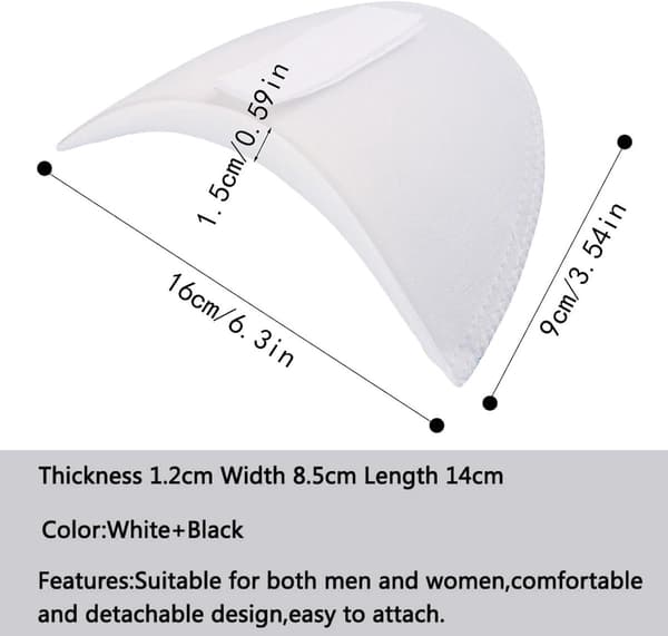 Foam Shoulder Pads, 1.5cm Thick, Black and White, Pair for Jackets and T-shirts