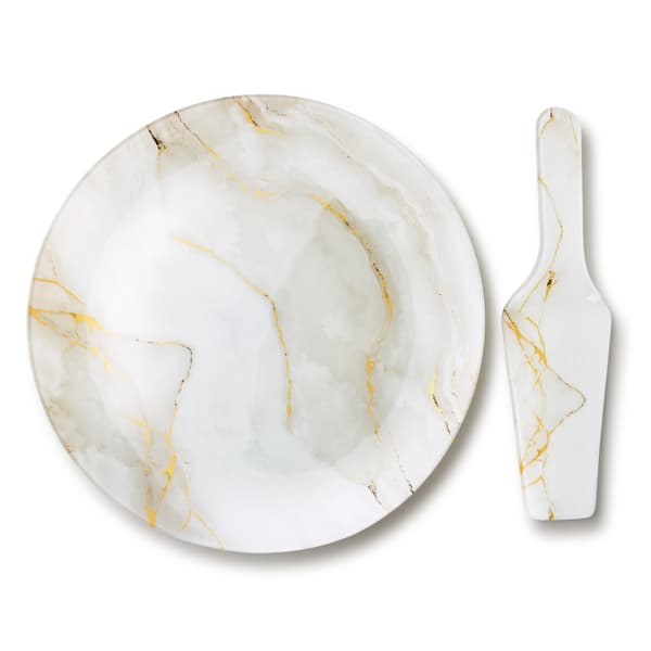 Glastallerken med spade MARBELLO 30x30x2,2 cm Transparent 1 stk